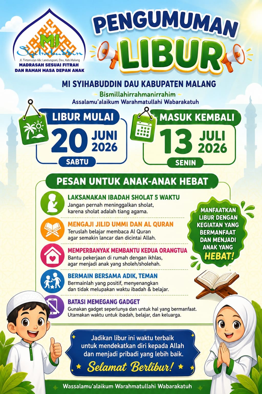 Pengumuman Libur Mi Syihabuddin